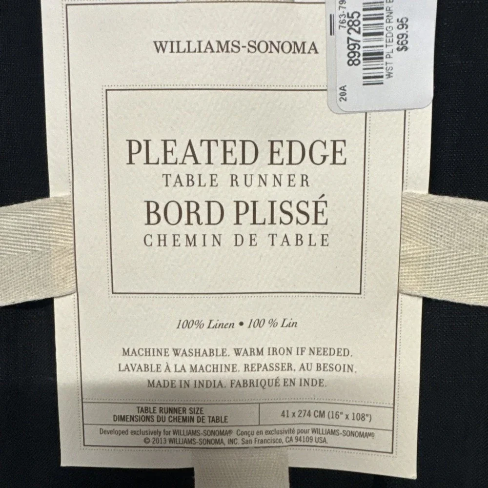Williams Sonoma Silk Applique Border Table Runner‎ Black 16 x 108 #9833